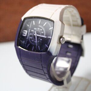 Vintage DIESEL Watch Mens Multicolor Stainless Steel DZ1424 Chronograph Y2k